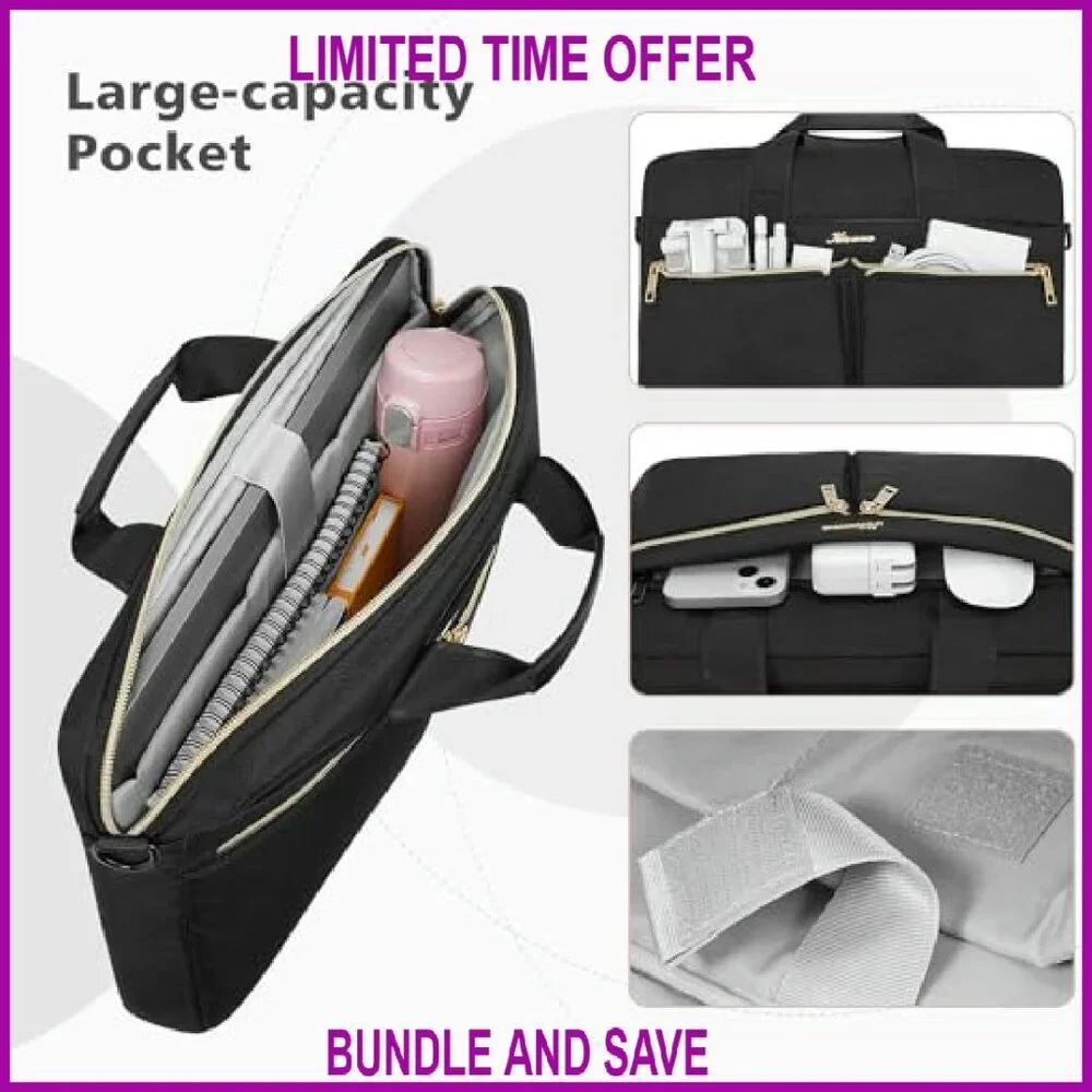 17.3 Inch Laptop Sleeve Case with Shoulder Strap Multiple Pockets